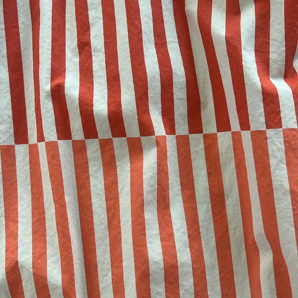 Two tone ruffle and bow orange stripe midi skirt M - Picture 2 of 5